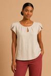 BLUSA PLISSADO MANGA TULIPA BEGE